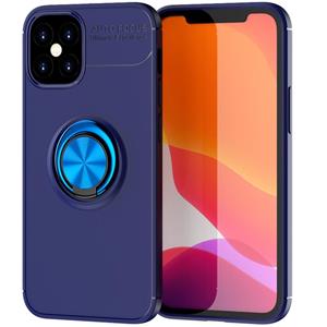 huismerk Voor iPhone 12 mini metalen ringhouder 360 graden roterende TPU-behuizing (blauw+blauw)