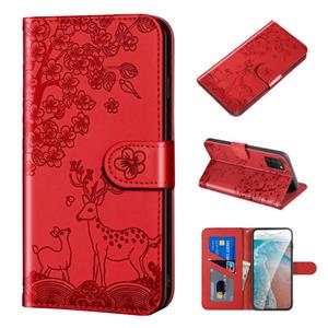 huismerk Voor Samsung Galaxy A02S EU Versie Sika Deer Embossing Patroon Horizontale Flip PU Lederen Case met Houder & Card Slot & Portemonnee & Fotolijst