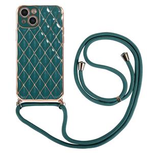 huismerk Electroplating Lamskin Lanyard Phone Case voor iPhone 13 Mini