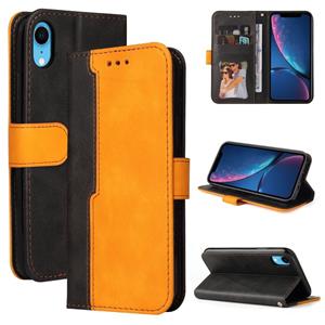 huismerk Business Stitching-Color Horizontal Flip PU lederen tas met houder & kaart slots & fotolijst voor iPhone XS / X (Oranje)