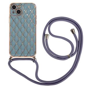 huismerk Electroplating Lamskin Lanyard Phone Case voor iPhone 13 Mini