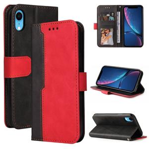 huismerk Business Stitching-Color Horizontal Flip PU lederen tas met houder & kaart slots & fotolijst voor iPhone XR