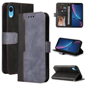 huismerk Business Stitching-Color Horizontal Flip PU Lederen Case met Houder & Card Slots & Fotolijst voor iPhone XR