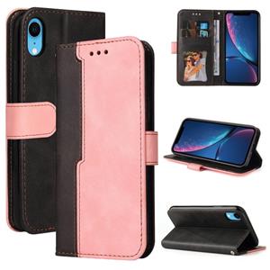 huismerk Zakelijke Stitching-Color Horizontale Flip PU Leren Case met Houder & Kaart Slots & Fotolijst voor iPhone XR