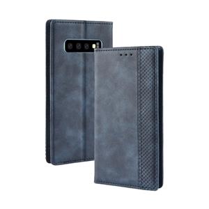 huismerk Magnetische Buckle retro textuur horizontale Flip lederen case voor Galaxy S10 met houder & kaartsleuven & portemonnee (blauw)