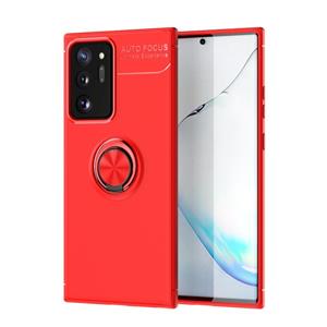 huismerk Voor Samsung Galaxy Note20 Ultra Metalen Ring Houder 360 graden roterende TPU-behuizing (Rood+Rood)(Rood+Rood)