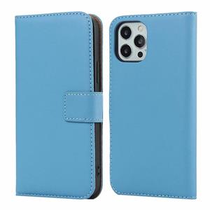 huismerk Effen textuur koeienhuid lederen horizontale flip case met magnetische sluiting & houder & kaart slots & portemonnee voor iPhone 12 Mini (blauw)