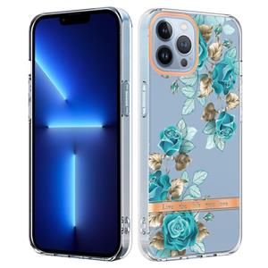 huismerk Bloemen en planten Serie IMD TPU telefoonhoesje voor iphone 13 pro max (blauw roos)