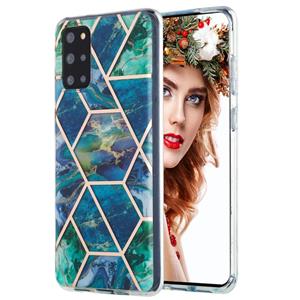 huismerk Voor Samsung Galaxy S20 3D Electroplating Marble Pattern TPU Beschermhoes (Blauwgroen)