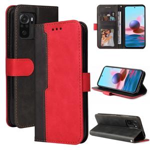 huismerk Voor Xiaomi Redmi Note 10 4G Business Stitching-Color Horizontal Flip PU lederen tas met houder & kaartslots & fotolijst