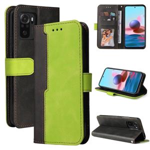 huismerk Voor Xiaomi Redmi Note 10 4G Business Stitching-Color Horizontale Flip PU Lederen Case met Houder & Card Slots & Fotolijst