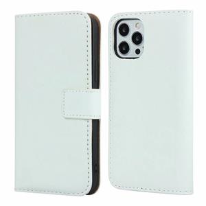 huismerk Effen textuur koeienhuid lederen horizontale flip case met magnetische sluiting & houder & kaart slots & portemonnee voor iPhone 12 Mini (wit)