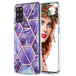 huismerk Voor Samsung Galaxy S20 Plus 3D Electroplating Marble Pattern TPU Beschermhoes (Donker paars)