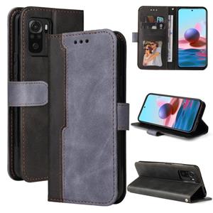 huismerk Voor Xiaomi Redmi Note 10 4G Business Stitching-Color Horizontal Flip PU lederen tas met houder & kaart slots & fotolijst