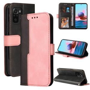 huismerk Voor Xiaomi Redmi Note 10 4G Business Stitching-Color Horizontal Flip PU lederen tas met houder & kaart slots & fotolijst