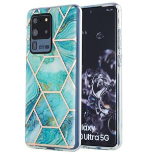 huismerk Voor Samsung Galaxy S20 Ultra 3D Electroplating Marble Pattern TPU Beschermhoes(blauw)