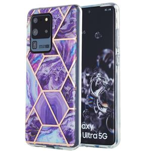 huismerk Voor Samsung Galaxy S20 Ultra 3D Electroplating Marble Pattern TPU Beschermhoes (Donkerpaars)