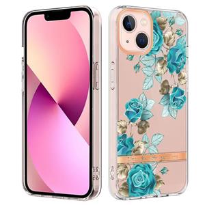 huismerk Bloemen en planten Serie IMD TPU Telefoonhoes voor iPhone 13 (Blue Rose)