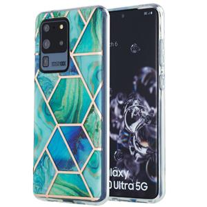 huismerk Voor Samsung Galaxy S20 Ultra 3D Electroplating Marble Pattern TPU Beschermhoes (Groen)