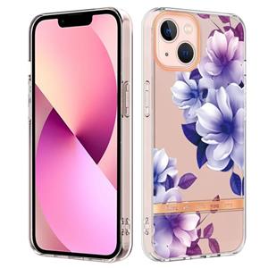 huismerk Bloemen en planten Serie IMD TPU Telefooncase voor iPhone 13 (Paars Begonia)