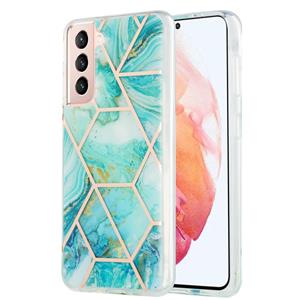 huismerk Voor Samsung Galaxy S21 5G 3D Electroplating Marble Pattern TPU Beschermhoes(blauw)