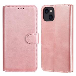 huismerk Klassieke kalfstructuur PU + TPU horizontale flip lederen tas met houder & kaart slots & portefeuille voor iphone 13 (rose goud)