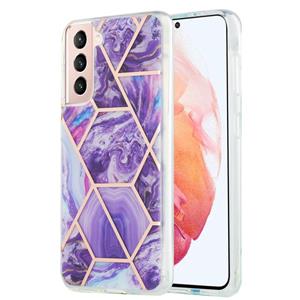 huismerk Voor Samsung Galaxy S21 5G 3D Electroplating Marble Pattern TPU Beschermhoes (Donker paars)