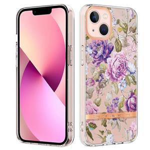 huismerk Bloemen en planten Serie IMD TPU Telefooncase voor iPhone 13 (Purple Peony)