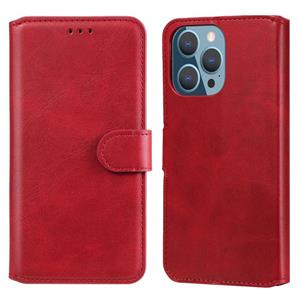 huismerk Klassieke kalfstructuur PU + TPU horizontale flip lederen tas met houder & kaart slots & portefeuille voor iphone 13 pro