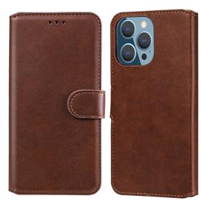 huismerk Klassieke kalfstructuur PU + TPU horizontale flip lederen tas met houder & kaart slots & portefeuille voor iphone 13 pro