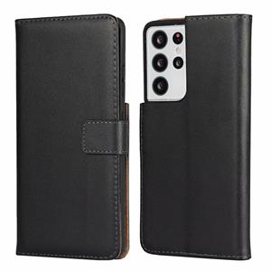 huismerk Effen textuur koeienhuid lederen horizontale flip case met magnetische sluiting & houder & kaart slots & portemonnee voor Samsung Galaxy S21 Ultra 5G