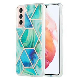 huismerk Voor Samsung Galaxy S21 5G 3D Electroplating Marble Pattern TPU Beschermhoes(Groen)