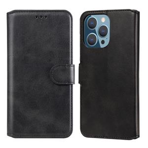 huismerk Klassieke kalfstructuur PU + TPU horizontale flip lederen tas met houder & kaart slots & portemonnee voor iphone 13 pro