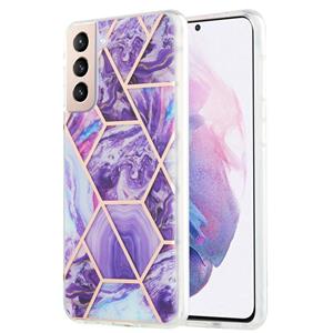 huismerk Voor Samsung Galaxy S21 Plus 5G 3D Electroplating Marble Pattern TPU Beschermhoes (Donker paars)