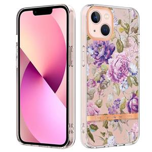 huismerk Bloemen en planten Serie IMD TPU telefoonhoesje voor iPhone 13 mini (paarse pioen)