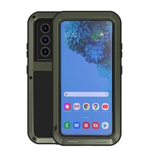 lovemei Voor Samsung Galaxy S21 Ultra 5G Love Mei Metal Shockproof Waterdichte stofdichte beschermhoes zonder glas (Legergroen)