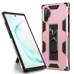 huismerk Voor Samsung Galaxy Note10+ Soldier Armor Shockproof TPU + PC Magnetic Protective Case met Holder(Rose Gold)