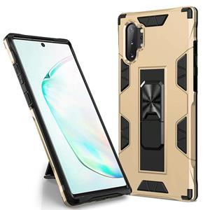 huismerk Voor Samsung Galaxy Note10+ Soldier Armor Shockproof TPU + PC Magnetic Protective Case met Holder(Gold)