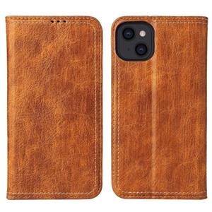 fierreshann Fierre Shann Retro Tree Bark Texture PU Magnetische Horizontale Flip Lederen Case met Houder & Kaart Slots & Portemonnee voor iPhone 13 Mini (Brown)