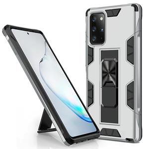 huismerk Voor Samsung Galaxy Note20 Soldier Armor Shockproof TPU + PC Magnetic Protective Case met Holder(Silver)