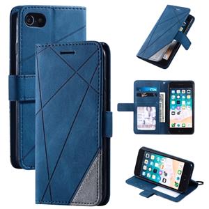 huismerk Voor iPhone SE 2020 / 8 / 7 Skin Feel Splicing Horizontal Flip Leather Case met Holder & Card Slots & Wallet & Photo Frame(Blauw)