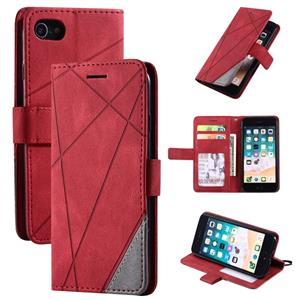 huismerk Voor iPhone SE 2020 / 8 / 7 Skin Feel Splicing Horizontal Flip Leather Case met Holder & Card Slots & Wallet & Photo Frame(Red)