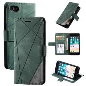 huismerk Voor iPhone SE 2020 / 8 / 7 Skin Feel Splicing Horizontal Flip Leather Case met Holder & Card Slots & Wallet & Photo Frame(Groen)