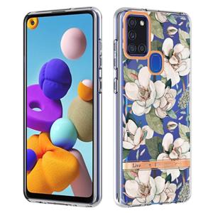 huismerk Voor Samsung Galaxy A21S bloemen en planten serie IMD TPU telefoonhoesje (Green Gardenia)