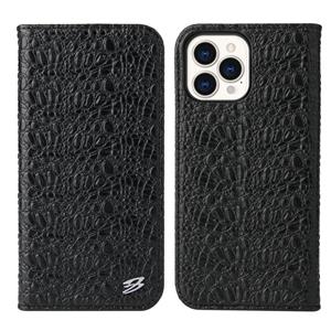 fierreshann Fierre Shann Crocodile Texture Magnetische Horizontale Flip Lederen Case met Houder & Card Slot voor iPhone 13 Pro (Zwart)