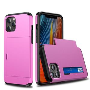 huismerk Voor iPhone 12 mini Shockproof Rugged Armor Protective Case met Card Slot (Roze)