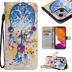 huismerk 3D Painted Pattern Horizontal Flip Leather Case with Holder & Card Slots & Wallet For iPhone 13 Mini(Wind Chimes)