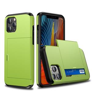 huismerk Voor iPhone 12 mini Shockproof Rugged Armor Protective Case met kaartsleuf (groen)