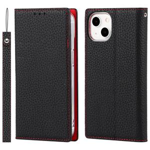 huismerk Litchi Texture Lederen telefoonhoesje met Lanyard & Holder & Card Slots & Wallet voor iPhone 13