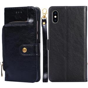 huismerk Zipper Bag PU + TPU Horizontale Flip Lederen Case met Houder & Card Slot & Wallet & Lanyard voor iPhone XS MAX